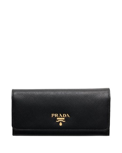 Prada Black Large Saffiano Leather Wallet