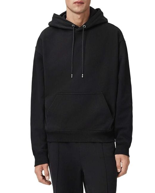 AllSaints Black Milo Cotton Pullover Hoodie for men