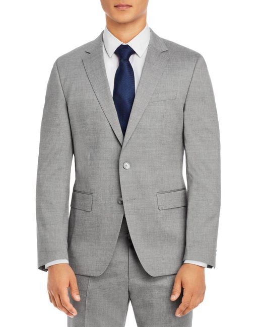 BOSS by HUGO BOSS Boss Huge Wool/cotton Stretch Slim Fit Suit Jacket in  Silver (Metallic) for Men | Lyst