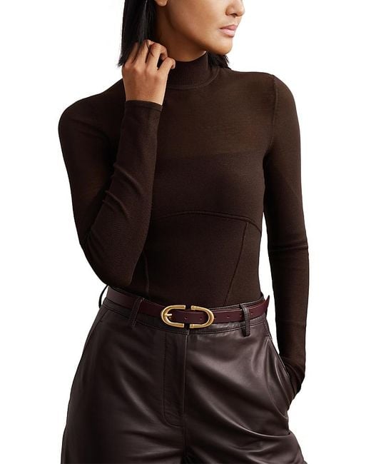 Reiss Black Sofia Mesh Knit Top