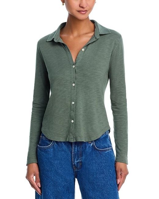 Bella Dahl Green Button Front Knit Top