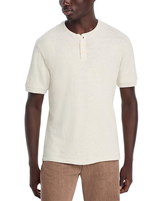 Velvet By Graham & Spencer White Short Sleeve Henley for men