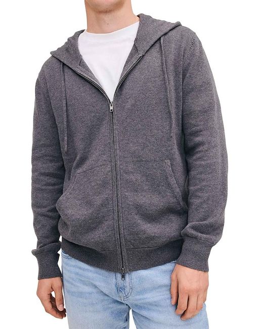 DL1961 Men's Gray Cotton Cashmere Zip Hoodie