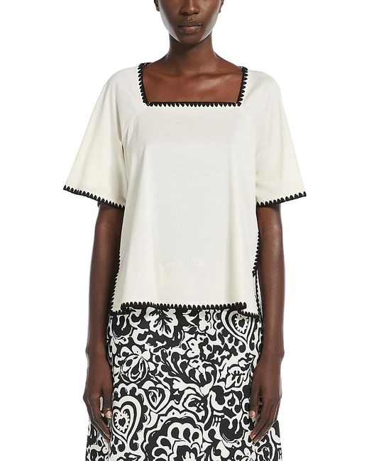 Weekend by Maxmara White 2 Denny Square Neck Top