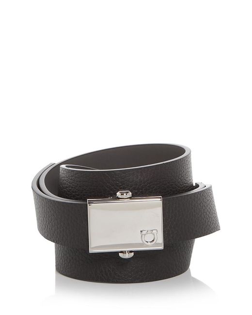 Ferragamo Black Gancini Reversible Leather Belt for men