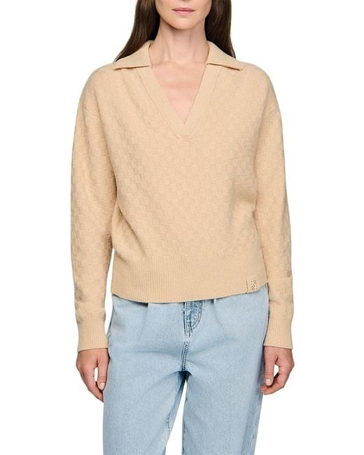 Sandro Blue Numae Collared Sweater