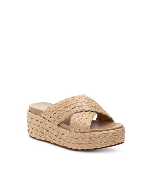 J/Slides Quiver Crossover Espadrille Platform Slide Sandals in Natural