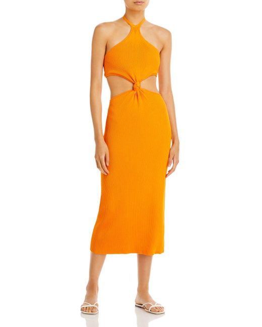 Cult Gaia Synthetic Cameron Halter Knit Cutout Maxi Dress in Orange | Lyst