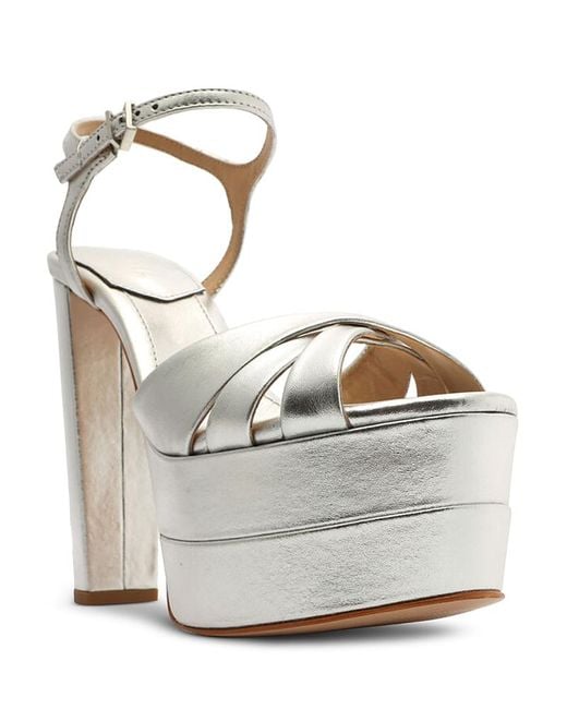 SCHUTZ Women's Keefa Platform High Heel Sandal - Metallic Leather, 5.6 Inch Heel - View #10