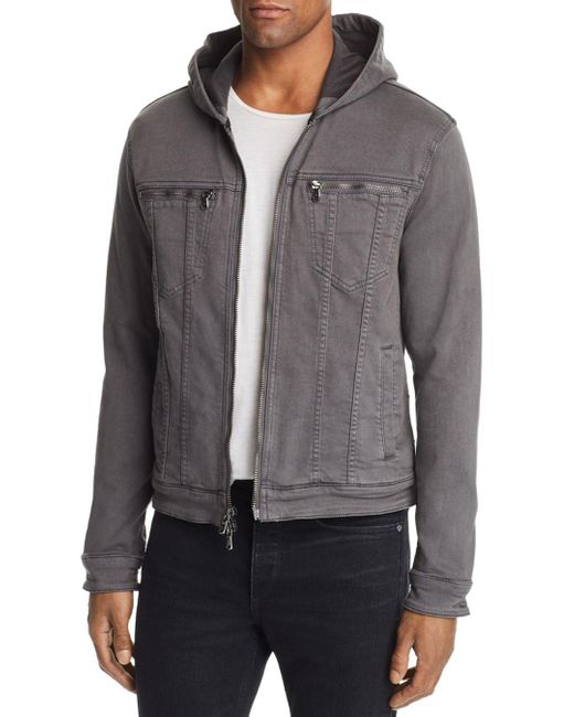 John Varvatos Star Usa Hooded Zip - Front Knit Jacket in Gray for Men | Lyst