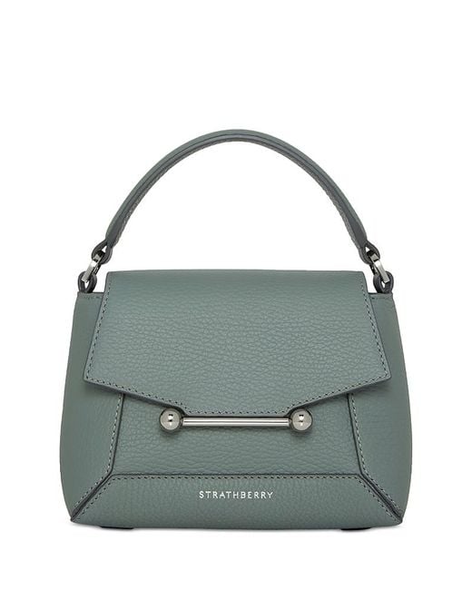 Strathberry Green Mosaic Nano Leather Top Handle Bag