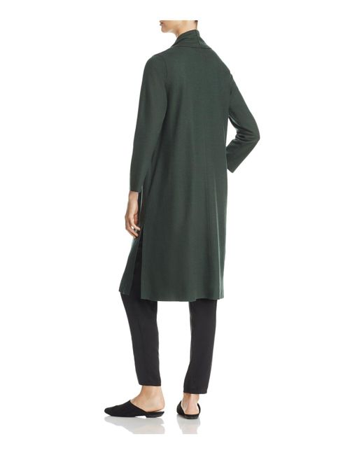 vindue padle Periodisk Eileen Fisher Wool Duster Coat in Green | Lyst