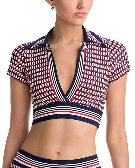 Robin Piccone Multicolor Simone Short Sleeve Tankini Top