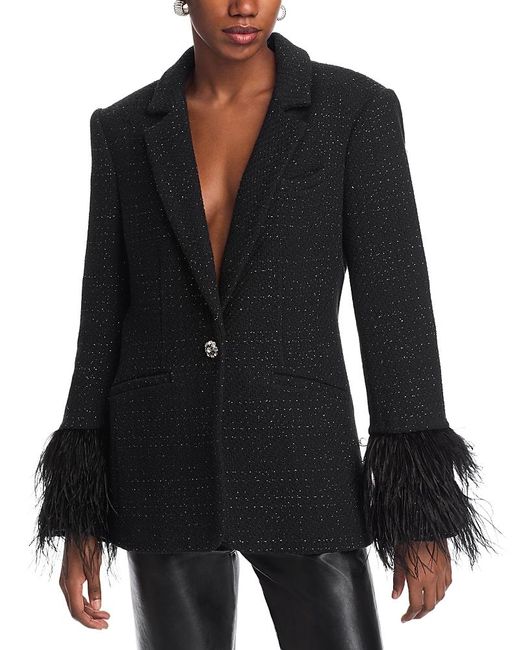 Cinq À Sept Black Karlie Boucle Feather Cuff Blazer