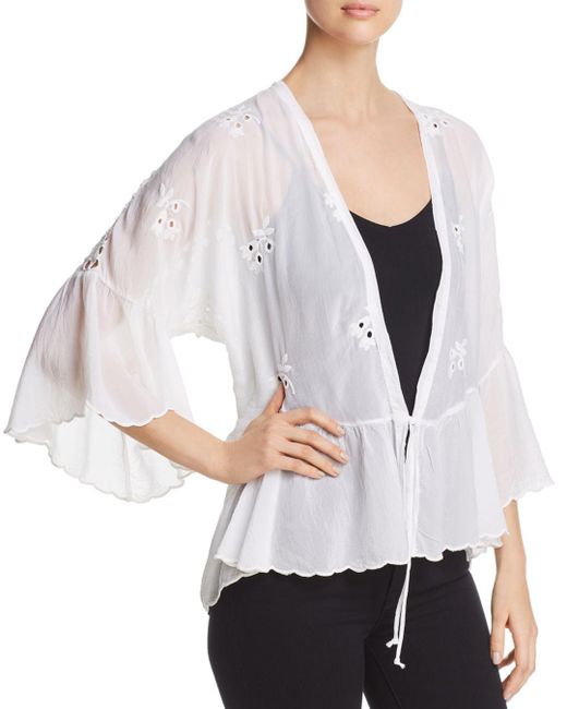 Johnny Was Eyelet Kimono in White | Lyst