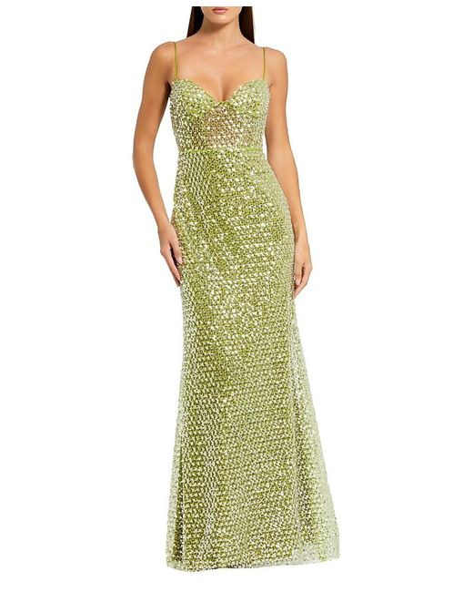 green emerald velvet dress Mac Duggal Women's Ieena Puff-Sleeve Cut-Out Gown - Apple Green