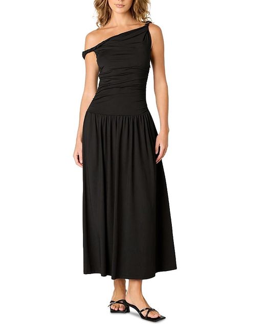 Nia Black Karina Asymmetric Drop Waist Dress