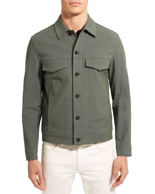 Theory Cotton River Stretch Neoteric Twill Trucker Jacket in Green for ...