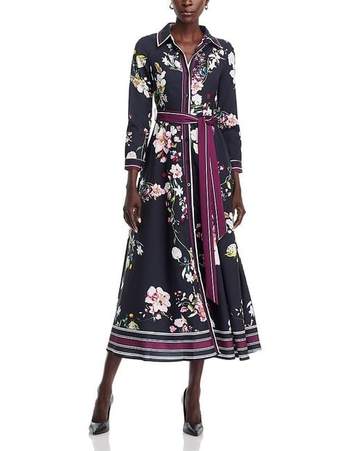 Nancy Yang Blue Floral Print Maxi Dress