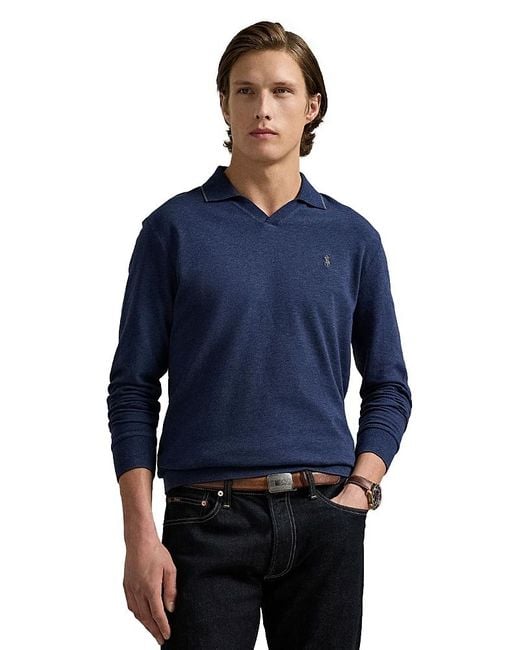 Polo Ralph Lauren Men's Blue Textured Jersey Polo Shirt