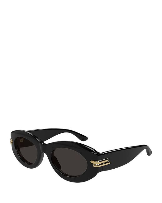 Bottega Veneta Black Bold Ribbon Oval Sunglasses, 51Mm