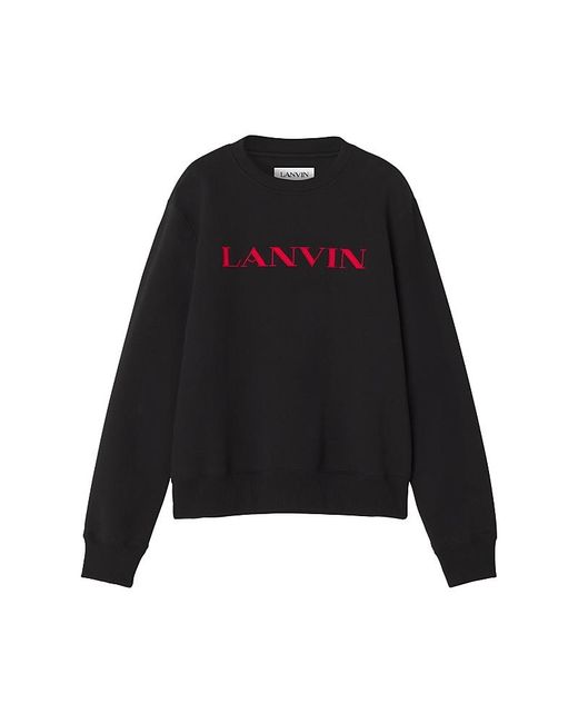 Lanvin Black Embroidered Cotton Sweatshirt for men