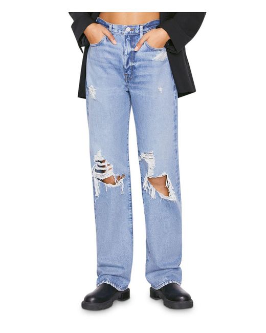 FRAME Denim Le Jane Distressed Straight Leg Jeans In Sunkissed in Blue ...