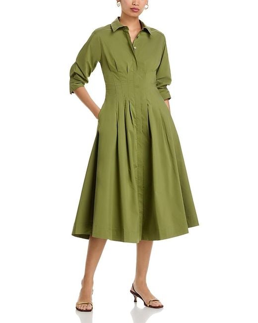 Jonathan Simkhai Women's Green Jazz Pintuck Midi Dress