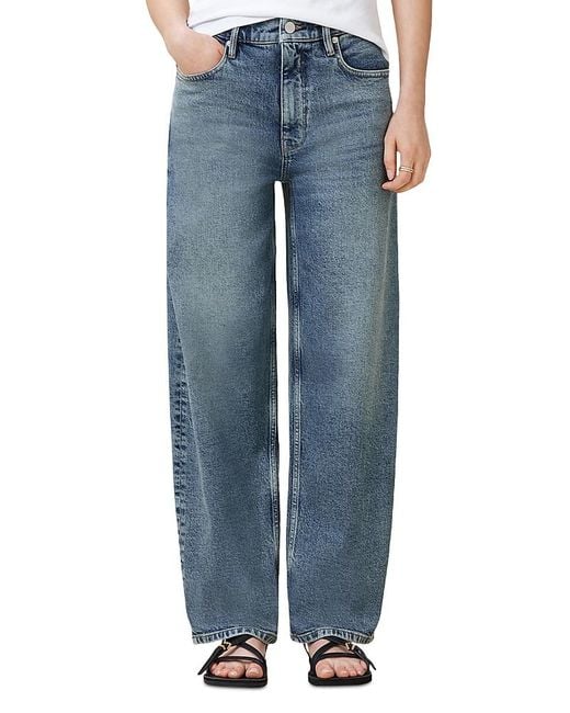 AllSaints Blue Sadie High Rise Ankle Barrel Jeans