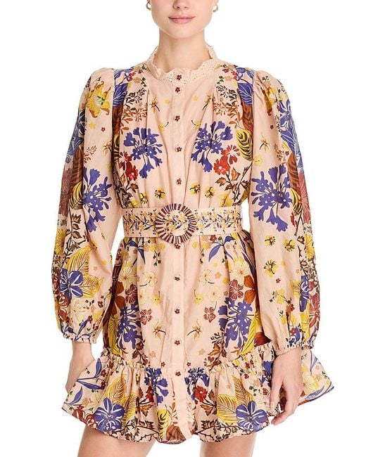 Farm Rio Pink Beauty Bouquet Puff Sleeve Mini Dress