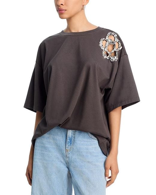 Area Black Crystal Cluster Flower Tee