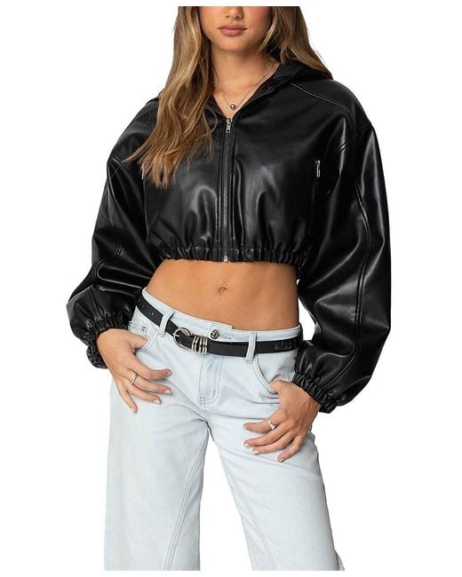 Edikted Gray Hooded Cropped Jacket