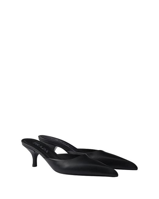 Prada Black Leather Mules