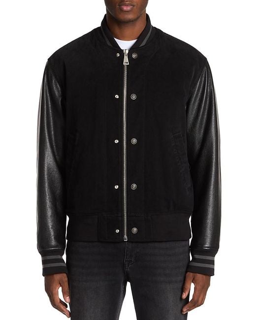 Versace Jeans Couture Black Mixed Media Varsity Jacket for men