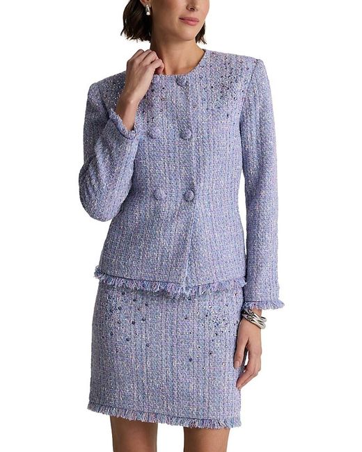 St. John Blue Textured Tweed Jacket