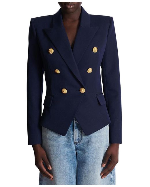 Balmain Blue Fitted Wool 6-Button Jacket