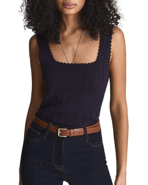 Reiss Synthetic Dory Knit Tank Top in Navy (Blue) | Lyst