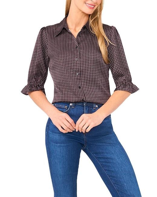 Cece Blue Printed Blouse