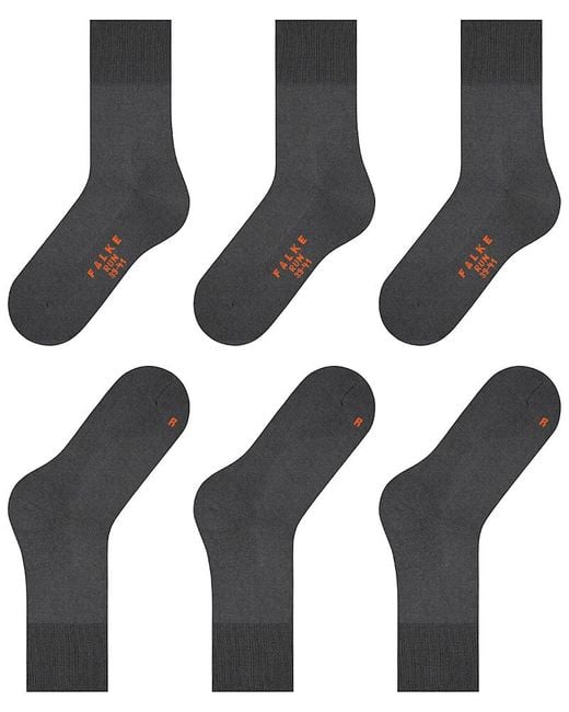 Falke Black Run Crew Socks, Pack Of 3 for men
