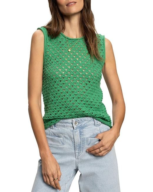 Sanctuary Green Open Stitch Shell Sweater