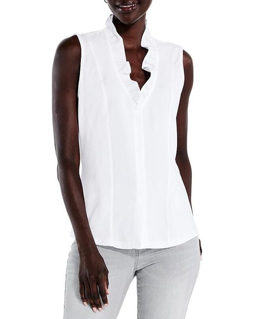 NIC+ZOE White Ruffled Around Sleeveless Top