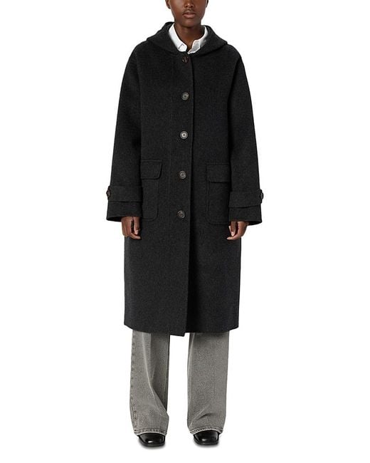 Gerard Darel Black Miriam Wool Hooded Coat