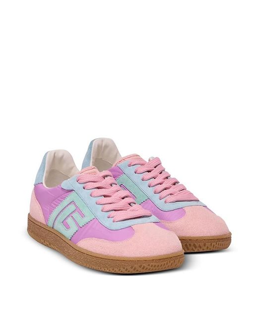 Balmain Pink Swan Suede And Nylon Trainers