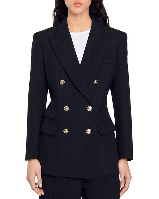 Sandro Blue Toscane Double Breasted Blazer