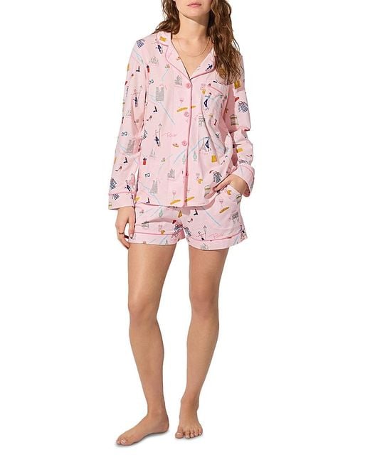Bedhead Pink Parisian Print Pajama Short Set