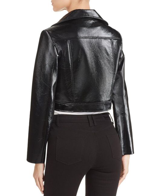 Lyst - Elie Tahari Gigi Cropped Faux Patent Leather Jacket in Black