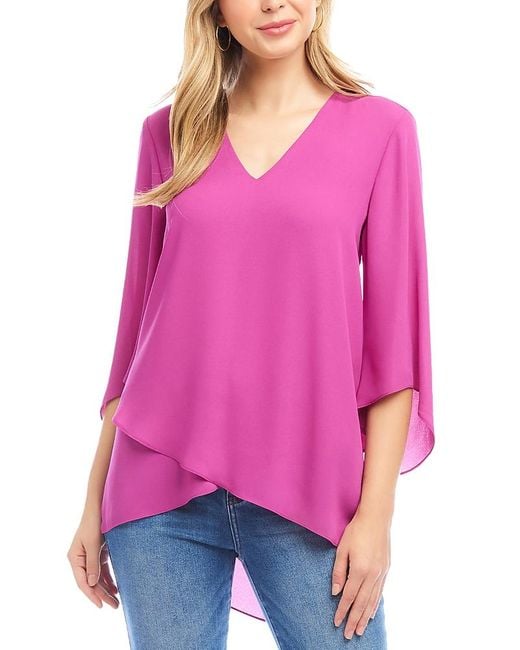 Karen Kane Pink Asymmetric Top