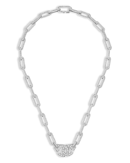 Dinh Van Metallic 18K Menottes Diamond Pave Large Link Handcuff Pendant Necklace, 17.72