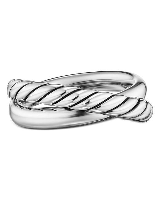 David Yurman White Crossover Two Row Ring