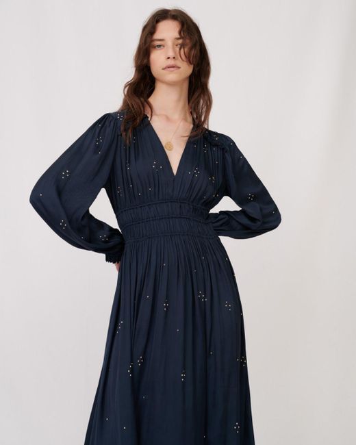 Maje Rianni Studded Smocked Dress in 